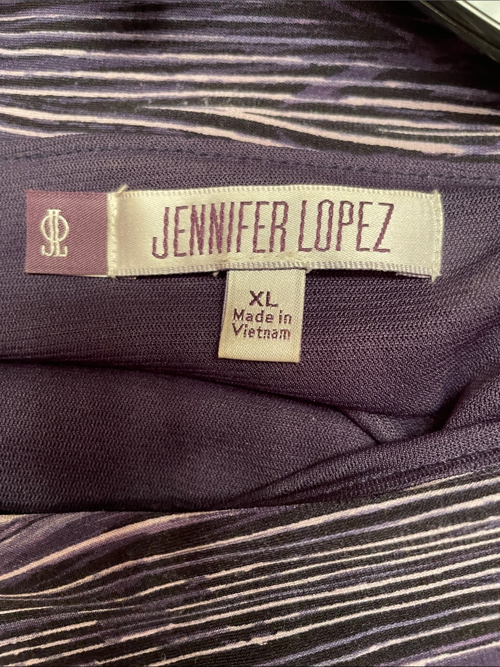 Jennifer Lopez Purple and Light Lavender Wave-Print Draped Blouse - Picture 5 of 9